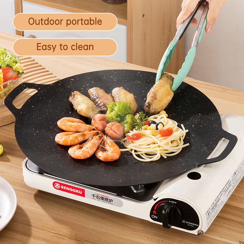 Outdoor Camping Domestic Barbecue Pan Korean Style Round Portable General Purpose Fried Egg Pan Iron Plate Barbecue Pan